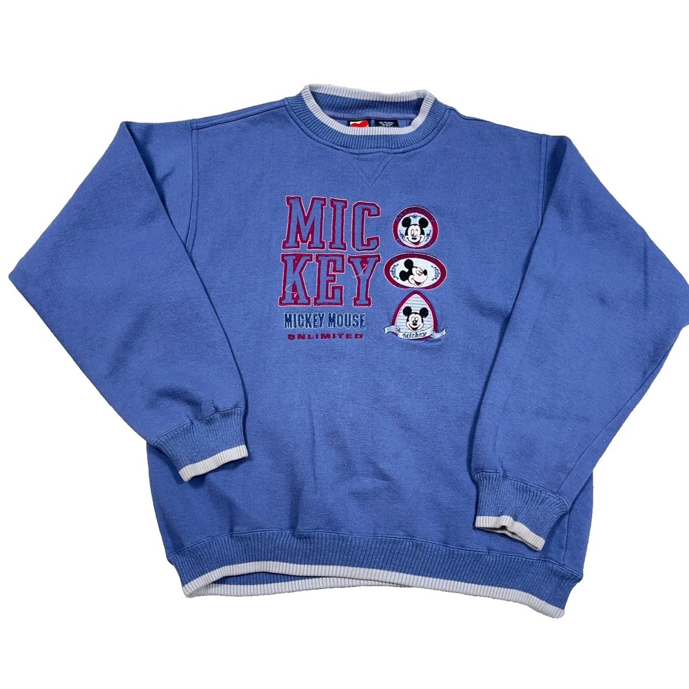 Vintage Disney Sweatshirt Men Large Blue Crewneck Mickey Unlimited Mouse 90s